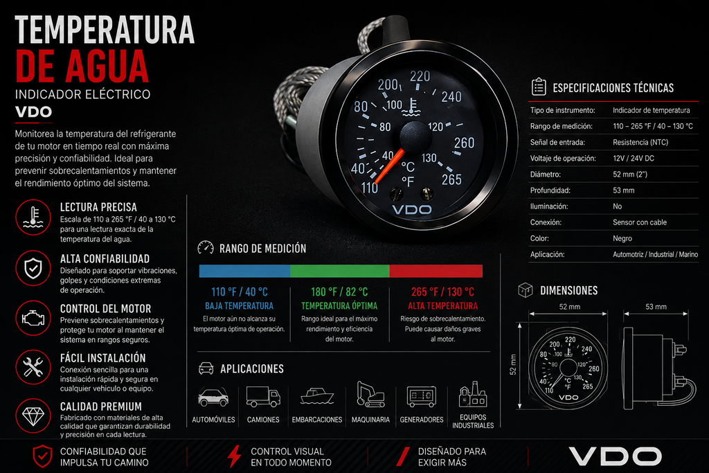 Marcador de Temperatura  180 - 502 144" (cable largo)