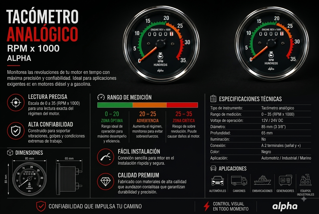 Tacómetro Mecánico tipo perkins